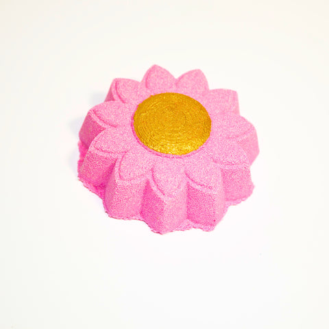 Bombe de bain artisanale Marguerite – Miel et clémentine | Effervescente, colorée et hydratante