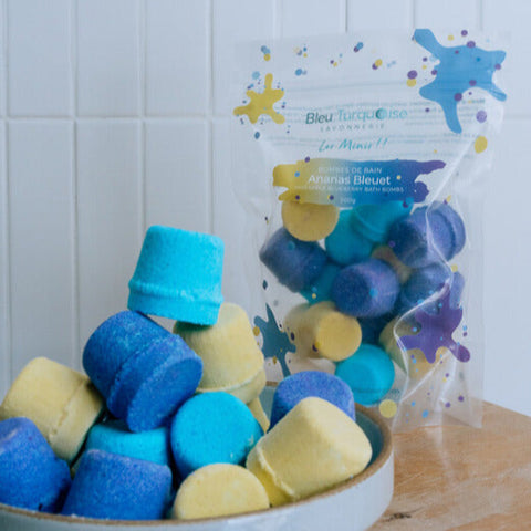 Mini bombes de bain naturelles parfum Ananas bleuet – Savonnerie Bleu Turquoise