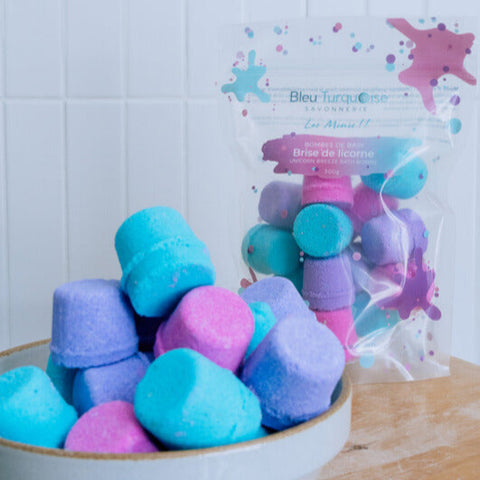 Mini bombes de bain naturelles parfum Brise de licorne – Savonnerie Bleu Turquoise