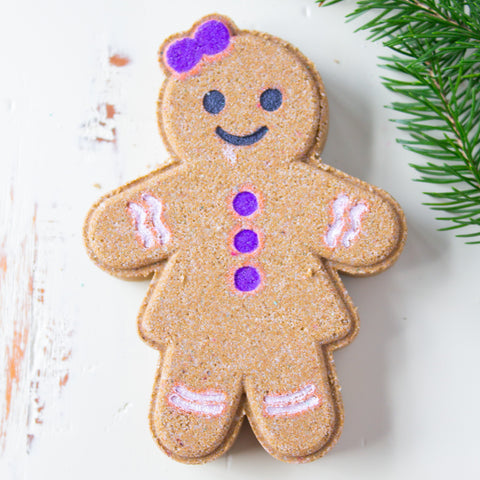 Bombe de bain Mme Pain d’épice artisanale fait main Québec parfum pain d’épice au caramel