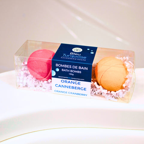 Bombes de bain effervescentes Orange canneberge – coffret de 3