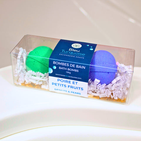 Bombes de bain effervescentes Poire et petits fruits – coffret de 3