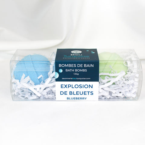 Bombes de bain effervescentes Explosion de bleuets – coffret de 3