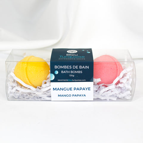 Bombes de bain effervescentes Mangue papaye – coffret de 3