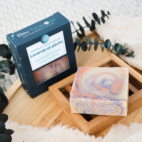 Savon artisanal Lavande pĂȘche fait main au QuĂ©bec