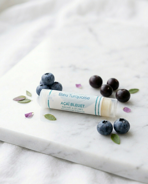 Baume à lèvres naturel nourrissant et hydratant - Açai bleuet Savonnerie Bleu Turquoise