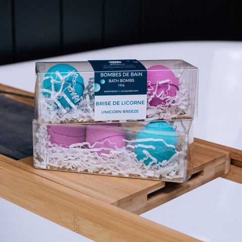Trio de bombes de bain – Brise de licorne Savonnerie Bleu Turquoise