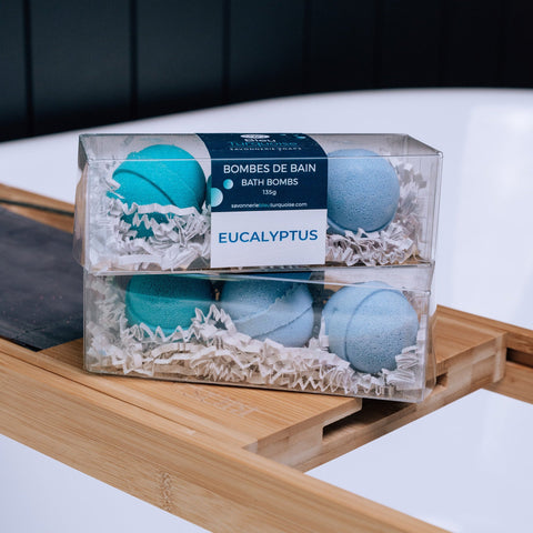 Trio de bombes de bain – Eucalyptus Savonnerie Bleu Turquoise