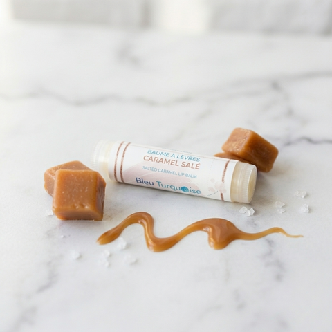 Baume à lèvres naturel nourrissant et hydratant - Caramel salé Savonnerie Bleu Turquoise