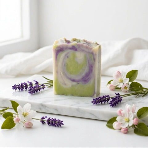 Savon artisanal - Fleurs de pommier et lavande Savonnerie Bleu Turquoise
