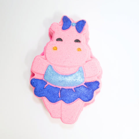 Bombe de bain artisanale Hippo ballerine – Mangue et mandarine | Effervescente, colorée et hydratante