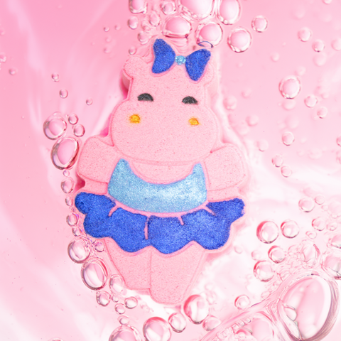 Bombe de bain artisanale Hippo ballerine – Mangue et mandarine | Effervescente, colorée et hydratante