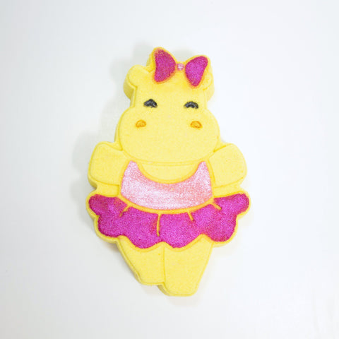 Bombe de bain artisanale Hippo ballerine – Mangue et mandarine | Effervescente, colorée et hydratante