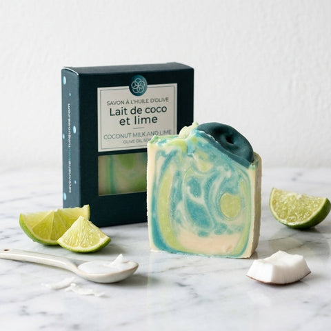 Savon artisanal - Lait de coco et lime Savonnerie Bleu Turquoise