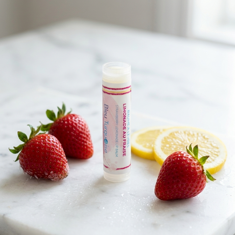 Baume à lèvres naturel nourrissant et hydratant - Limonade au fraise Savonnerie Bleu Turquoise