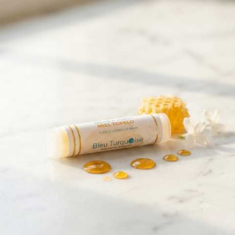 Baume à lèvres naturel nourrissant et hydratant - Miel Topelo Savonnerie Bleu Turquoise