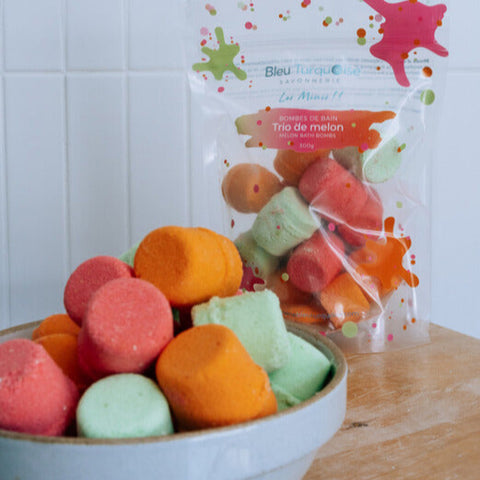 Mini bombes de bain naturelles parfum Trio de melon – Savonnerie Bleu Turquoise