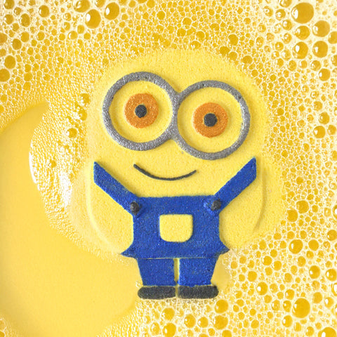 Bombe de bain artisanale Minion – Mangue | Effervescente, colorée et hydratante