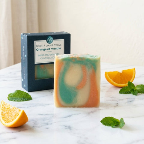 Savon artisanal - Orange et menthe Savonnerie Bleu Turquoise