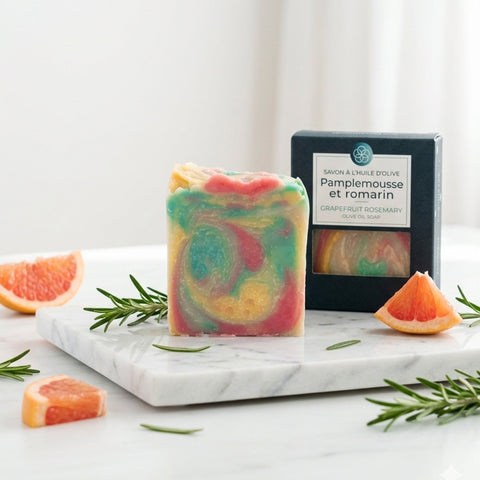 Savon artisanal - Pamplemousse et romarin Savonnerie Bleu Turquoise