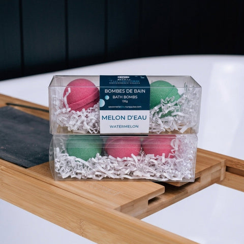 Trio de bombes de bain – Melon d'eau Savonnerie Bleu Turquoise