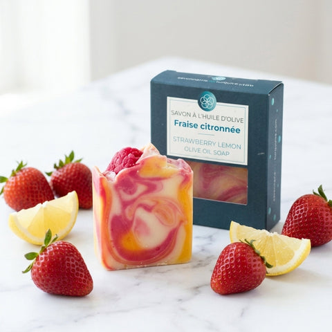 Savon artisanal - Fraise citronnée Savonnerie Bleu Turquoise