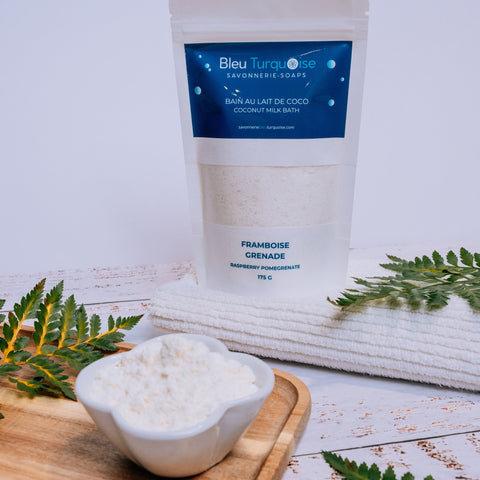 Bain moussant au lait de coco Framboise grenade – mousse crémeuse et parfum fruité, doux pour la peau