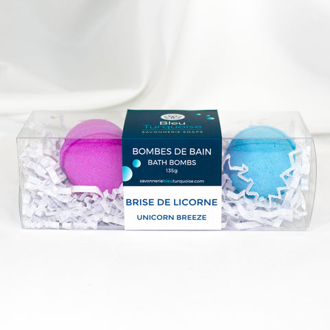Bombes de bain effervescentes Brise de licorne – coffret de 3
