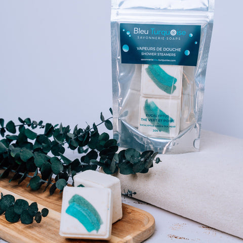 Vapeur de douche – Eucalyptus Thé vert et poire Savonnerie Bleu Turquoise