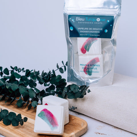 Vapeur de douche – Menthe poivrée Eucalyptus Savonnerie Bleu Turquoise