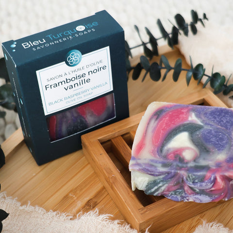 Savon artisanal Framboise noire vanille fait main au Québec